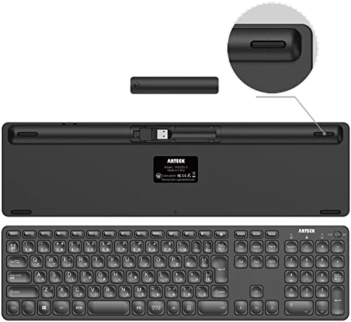 Arteck 2.4G無線ワイヤレス キーボード マウス セット 軽量 薄型 Type-C 充電式 フルサイズ キーボード マウス コンピューター、デスクトップ、PC、ラップトップ、Windows 11/10/8/7との交換性あり