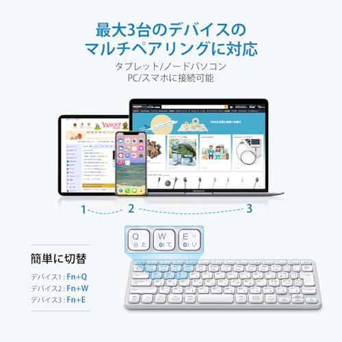 iClever キーボード Bluetooth キーボード 無線 ワイヤレスキーボード2.4Ghz静音キーボード(レシーバー付属) コンパクトキーボード 薄型 小型 デュアルモード Type-C充電式 JIS基準 日本語配列 軽量 三つデバイス自由に切替え 持ち運び パソコン