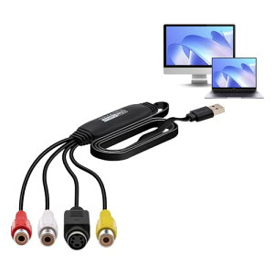 Mcbazel ビデオキャプチャー コンバーター 1080P PS2録画用 GV-USB2 RCA/S-Video変換 1920×1080p@30fps ビデオ/VHS/VCR/DVDフォーマット対応 OBS ゲーム機器/Win/Linux/Mac/Android対応 -ブラック