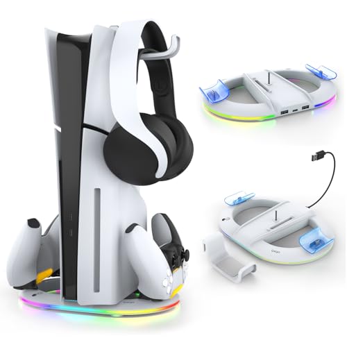 PS5 Pro/新型 PS5 Slim 用スタンド 縦置き新登場-超薄型Tomistan PS5 Pro/Slim用 RGB コントローラー 充電スタンド 2台同時充電 RGB雰囲気ライト 過充電防止 多機能 PS5周辺機器 ディスク/デジタル 兼用 PS5 Pro/新型 PS5 Slim 用スタンド 縦置き新登場-超薄型Tomistan PS5 Pro/Slim用 RGB コントローラー 充電スタンド 2台同時充電 RGB雰囲気ライト 過充電防止 多機能 PS5周辺機器 ディスク/デジタル 兼用