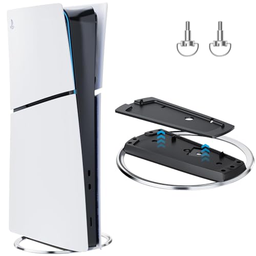 PS5 /PS5 Slim /PS5 Pro 縦置きスタンド（ネジ2本付き），PS5スリム/PS5コンソールデジタル/ディスク版用メタルスタビライジングベース，PS5 縦置きスタンド，ps5 スタンド，ps5 スタンド 縦置き，ps5 slim スタンドps5 周辺機器（ps5