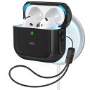 ESR AirPods 第4世代ケース AirPods第4世代HaloLock(2024)(USB-C)対応 MagSafe対応 ストラップ付き落下防止カバー Orbit ハイブリッドケース ブラック(2)