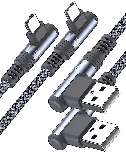 USB Type C ケーブル L字 両端2M /2本セットAviBrex 90度3.1A急速充電 ナイロン編み 高耐久性 usb c ケーブル iPhone 16 15 Pro Max Plus,Galaxy S24/S23/S22/S21/S20,Sony,Huawei,Pixel その他Androidデバイス対応(グレー)