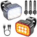 TattiOut 自転車 ライト超小型 前後セット充電式 type-c 防水IP65 usb 自転車ライト 後付け LED 明るい 1100mAh 350ルーメ...