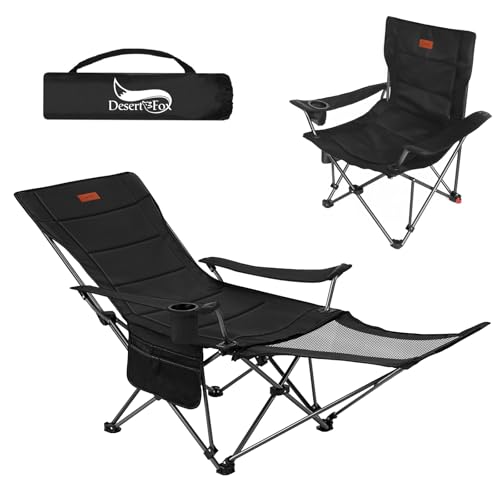 DesertFox リクライニングチェア キャンプ椅子 4way 仮眠 昼寝 4段階調整 四季適用 メッシュと薄手コットを自由に切り替える耐荷重150kgアウトドアチェア コンパクト 折りたたみチェア 軽量 イス 独自開発のカップホルダー携帯便利 ピクニック レジャー