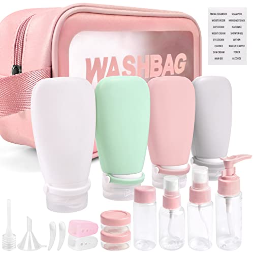 客室乗務員推薦Noideeer 2024年新型トラベルボトル トラベルセット シリコン 18点セット 液漏れを防ぐ特殊ストラップ設計 TSA認定シャンプーボトル 旅行用