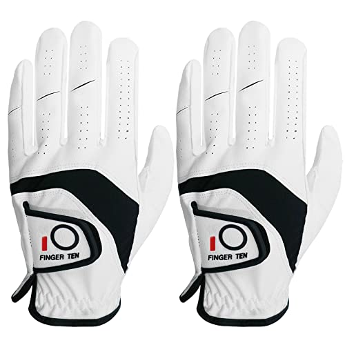 ゴルフ グローブ 天然羊革 全天候型 左手用 メンズ ゴルフ 手袋 柔らかい快適 WeatherSof 22 23 24 25 26 27cm (27, 左手用 2枚)