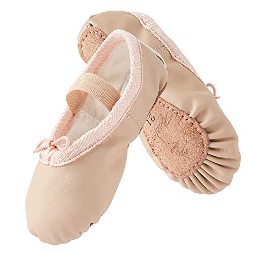 子供＆大人全革バレエシューズ ソフトレザーダンスシューズ PU製バレエ靴 フルソールエレクトーンシュ..