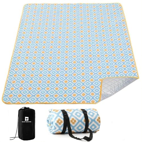 Blue Giraffeレジャーシート厚手 4層構造 大判 200X200 ピクニックシート 軽量 防水加工 収納袋付く 洗える レジャー シート 折り畳みやすい コンパクト収納