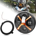 Motikvans Vストローム250用 7インチLED ヘッドライトH4 Hi/Loハイビームロービーム切り替えホワイト/イエローDRL ヘッドライト適用 スズキ Vstrom 250 DL250 V-Strom 高輝度 防水 (スモークDRLヘッドライト)(2)