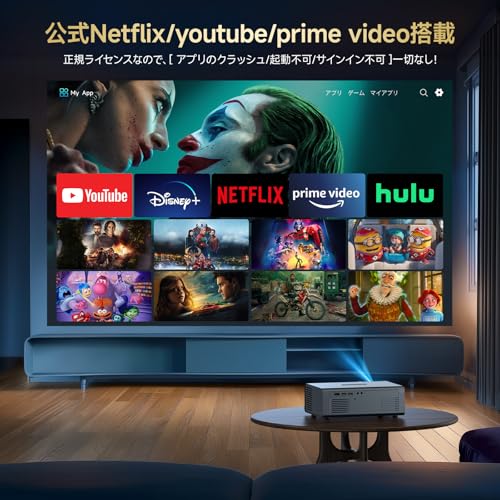 公式Netflix/Youtube/prime vide認証・DoIby対応OWNKNEWプロジェクター 家庭用 小型29000LM高輝度・4k対応・電動フォーカス真1080p 自動台形 WiFi6 双方向Bluetooth5.4 天井投影 HiFiスピーカー 50%ズーム450"大画面 ビジネス用 ホームプロジェクター