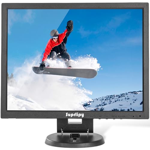 Suprlipy 14インチ TFT LCD 防犯CCTVモニター 1024x768 4:3 解像度 カラーディスプレイスクリーン HDMI/VGA/BNC/AV入力 リモコン 内蔵スピーカー付属 監視カメラ DVR PC用