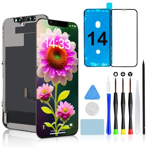 Brinonac 液晶パネル iPhone 14 の互換性 画面交換 キット - 6.1インチ 修理キット フロントガラス 工具付属(2)