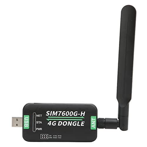 SIM7600G-H 4Gドングル、アンテナ付き、2G / 3G / 4Gネットワ​​ーク、USB/UART通信、150Mbps（DL）/ 50Mbps（UL）、GNSS、Windows、Linux PC