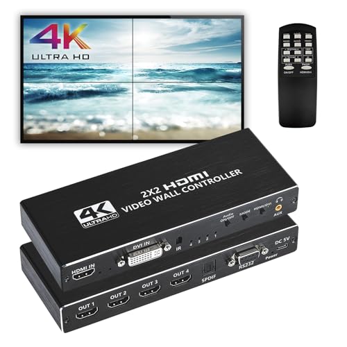 2x2 HDMI ビデオウォールコントローラー 4K HDディスプレイ 2x2/ 1x1/ 1x2/ 1x3/ 1...
