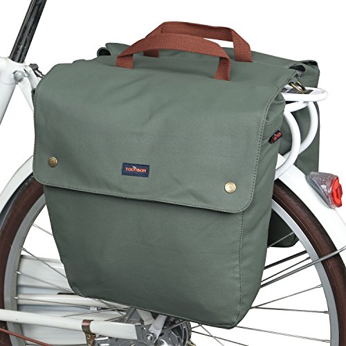 TOURBON 自転車 リアバッグ 複数の仕切り パニアバッグ 大容量 フレームバッグ バイク 通勤 通学 クラシックグリーン