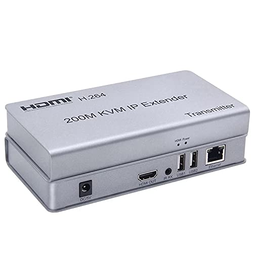 200M HDMI KVM IP エクステンダー、IP RJ45 イーサネット CAT6 6 a カスケード接続 USB キーボード マウス UTP/STP 経由で H.264 をサポートします。