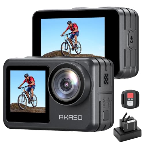 AKASO Brave 7 LE アクションカメラ 4K 20MP 六軸手ぶれ補正 デュアルカラースクリーン タッチパネル式 タイムラプス リモコン付き HDMI出力