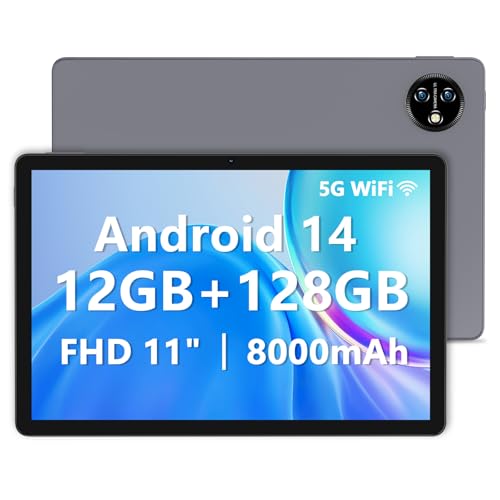 PRITOM TAB15 タブレット 11インチ 12GB(6+6GB拡張)+128GB+512GB拡張可能 1920*1200 FHD大画面 Android14 タブレット 2.4G/5GWi-Fi 8000mAh USB-C PD18W急速充電(アダプター付き) BT5.0 GMS認証 アンドロイド タブレット GNSS対応