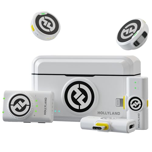 「DGP 2024金賞」HOLLYLAND Lark M2-ワイヤレスマイク-ピンマイク-軽量9g-48Khz/24Bit-Lightingシリーズ/USB Type-C/カメラ対応-300m転送距離 (LARK M2 COMBO)