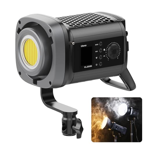 Ulanzi VL-200Bi 200W COB撮影用ライト LEDビデオライト Vマウント 超高輝度 2700K~6500K調光 CRI 95+ TLCI 96+ APP制御 撮影補助光 1/4''ネジ穴 Bowensマウント 定常光ライト Tiktok Youtube