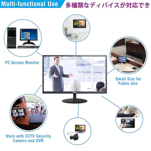 幅19型インチ 監視カメラ ディスプレイ 防犯カメラ用モニター 多機能接続サポートHDMI、AV、BNC、VG、USB入力端子 1440x900の解像度 液晶モニターのコンピューター 日本語対応