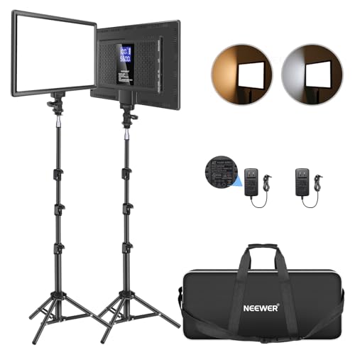 NEEWER 2パック LEDビデオライト 超薄型 軽量 撮影照明用パネルライト 192個LEDビーズ 3200K-5600K CRI..