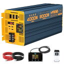 2024最新型・有線/無線リモコンつきMWXNE インバーター 正弦波 12v 100v 4000w 最大8000W DC12V(直流)をAC100V(交流)に変換 PD60W QC3.0急速充電 USB&Type-C 4ポート 50/60Hz切替可能 2つリモコン付き遠隔操作