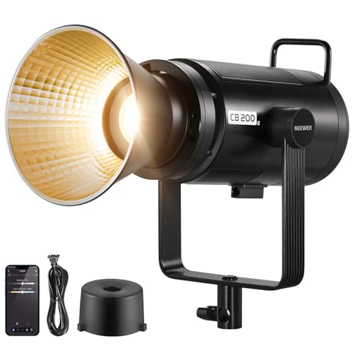 NEEWER CB200B 210W LEDビデオライト 2.4G&APP制御 全金属製 COBライト 連続照明撮影ライト スタジオライト 定常光ライト 二色/2700K-6500K/1mで90000Lux/CRI/TLCI97+/12照明効果 Bowensマウント スタジオ/ビデオ録画用