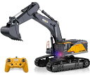 億騰 最新型 超合金強化版 ショベルカー ラジコン 掘削機 2.4GHz無線 22CHパワーショベル 360/680°旋回 LEDライト搭載 ミニチュア RC 建機 おもちゃ 砂浜 砂場用 (ブラック)