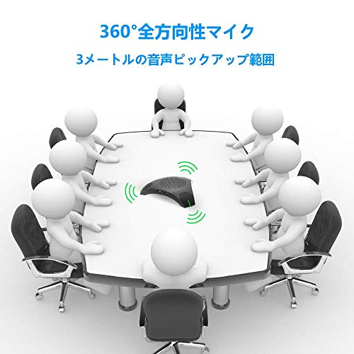 iTOPVIS USBマイクスピーカー、8-12人のビジネス会議用マイクスピーカー、360°全方向性マイク、エコーキャンセリングスピーカー、Zoom/Skype/VoIP通話/録音/チャット/Webセミナー/ライブストリーミングに最適、プラグアンドプレイ、PCゲームマイク、Windows/Mac