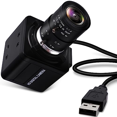 ELP 超HD 4K 30FPS 広角 光学 ズームウェブカメラ バリフォーカル HD 2.8-12mmレンズ ウルトラHD Webカメラ USBミニカメラ CMOS IMX317センサーカメラ付き 800万画素4K PC 外付けカメラMac/Windows/Linux 対応 2016PUSB UVC会議Webカメラ