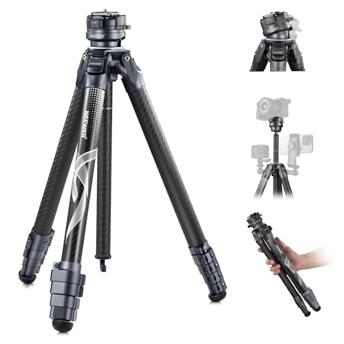 NEEWER LITETRIP LT32 157cmトラベル三脚 カーボン 15°レベリング 360°パノラマ雲台、着脱式中心軸、ファストフリップバックル、Arca QR三脚プレート付き ビデオ/一眼レフカメラ三脚 コンパチブル Peak Design Capture V3 最大荷重10kg (Former