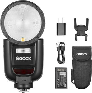 Godox V1Pro-C ラウンドヘッドカメラフラッシュ TTL キヤノンカメラ用 2.4G X ワイヤレス 着脱式のサブフラッシュSU-1付属 USB-C充電可能 76Ws 約1.3秒のリサイクルタイム HSS モデリングランプ内蔵 TTL/M変換ボタン LCD液晶画面 技適マーク付き