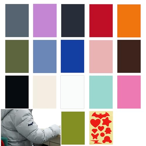 Selinear ナイロン用補修シート 16色+1テンプレート紙 貼るだけシールタイプ 防水 洗濯可能 服の補修に 衣類の破れ ジャケット テント 雨傘 寝袋 インフレータブルクッション 手芸 装飾 色の服の穴を補修するパッチ20cm×15cm (A)