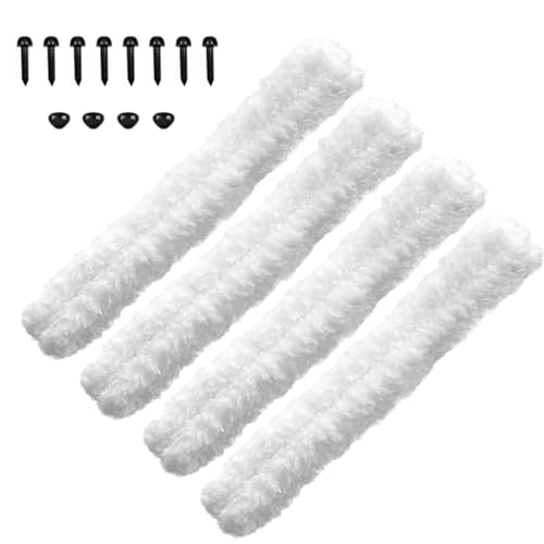 モールドール 手芸モール モフモフモール 幅15 mm 長さ1m 単色 白 4本入り ふわふわモール 人形 動物 ..