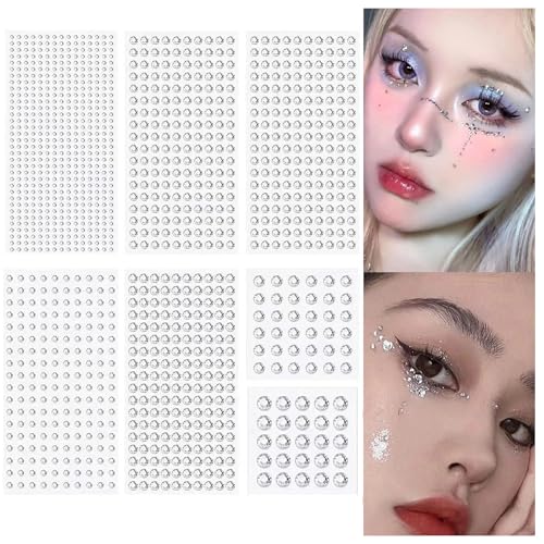 8枚 ラインストーンシール フェイスステッカー ラインストーンステッカー ラインストーンフェイスステ..