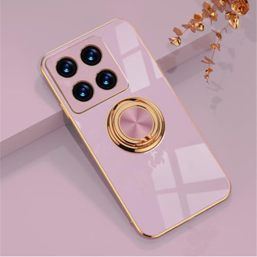 Lnobern スマホケース対応 Xiaomi 14T ケース リング付きXiaomi 14T シンプルケース カバー ソフトXIG07 軽量 メッキ加工車載ホルダ (紫, For Xiaomi 14T)(2)