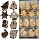 4点 クリスマスクッキー型セット - 雪だるま、雪の結晶、クリスマスツリー、サンタクロースパターンのベーキング型 - ホリデーのベーキングに最適