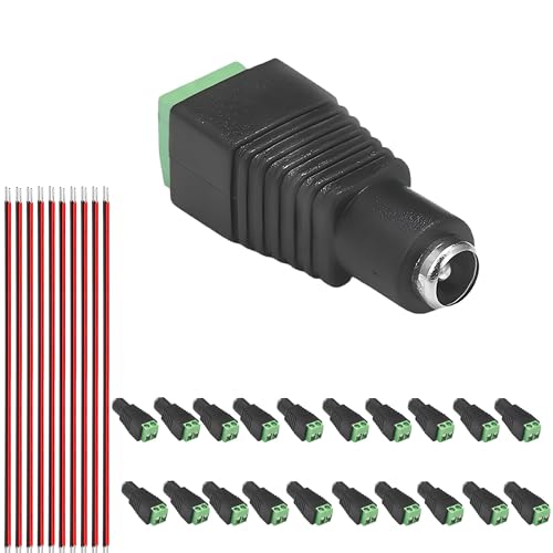 クリアヒル（Clearhill）20個セット 5521DCメス電源コネクタと10本セット（赤・黒ワイヤー） | 5.5mm x..