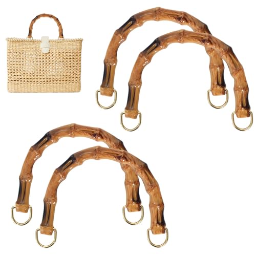 バッグハンドル 持ち手 ハンドバッグ 持ち手 交換 バンブー持ち手 竹 ABS製 4 個セットU字型 バッグ 持ち手 手芸 Dカン付き バッグ 取っ手 補修 財布 クラッチバッグ ショルダーバッグ ハンドバッグ 手作り DIY バッグ アクセサリー