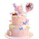Liroyal ケーキトッパー 誕生日 12点セット誕生日ケーキ飾り ケーキ挿入カード 可愛い 蝶 バースデー ケーキ カップケーキ 飾りトケーキ 飾り バース...
