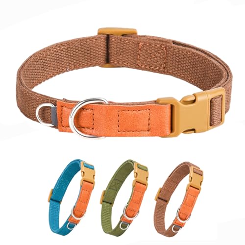 THAIN 犬 首輪 ベーシック 犬首輪 おしゃれ 犬の首輪 プラスチック製バックル 軽量 ペット首輪 (ブルー..
