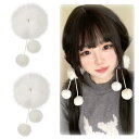 YANHUILAY シュシュ 髪飾り2個セットヘアゴム 髪ゴム ヘアーバンド ポンポン ヘアアクセサリー 可愛い おしゃれ 髪留め ふわふわ 髪飾り モコモコした 柔らかくて快適 髪に優しい 大人 子供 レディース(4)