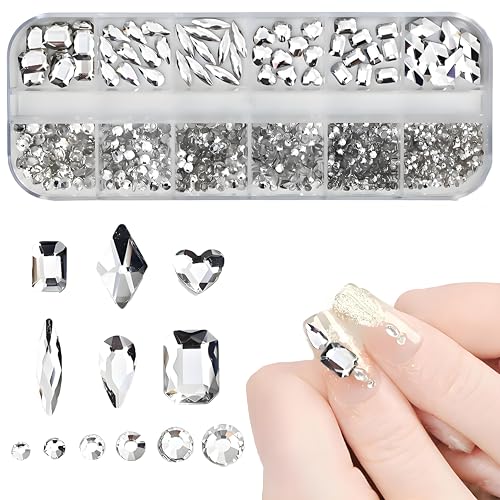 ZHSHXNGY ネイルパーツ ストーン ラインストーン 透明で魅力的な宝石 手作りDIYアクセサリー キラキラ ..
