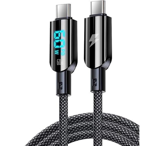 USB-C to USB-Cケーブル 出力スクリーン表示60W/6A PD急速充電 E-markerチップ搭載 1.2mスマート Phone..