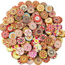 ボタン 15mm 100個 かわいい 古着タイプ クラシック 手芸 飾り 手芸DIY道具 裁縫 2つ穴 木製 おしゃれ ランダム色