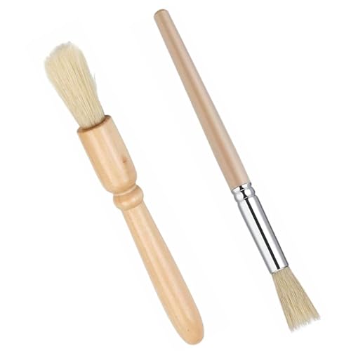 DELUXEFOX コーヒーミル ブラシ コーヒー粉洗浄ブラシ (2点セット) コーヒークリーニングブラシ クリーニングブラシ コーヒーマシンの掃除用具 木製ハンドル 細かい粉取りクリーニングブラシ 清掃やすい便利 家庭や小型カフェに最適