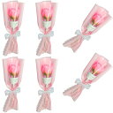 Lakymisy ソープフラワー バラ花束 6本セット 一輪ブーケ 個別包装 エレガント ローズ花束 造花 本物そっくり バレンタインデー プロポーズ 誕生日 敬老の日 母の日 卒業式ギフト 贈り物 送別 レースリボン付き