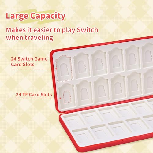 GeekShare Switchゲームカードケース Switch対応 ゲームカード収納ケース switchゲームソフト24点収納 マイクロSDカード MicroSDカード収納ケース 24+24 春のイチゴ